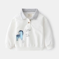 Felpa polo per bambini a maniche lunghe con stampa zebra e comodo colletto grigio - 90 / Bianco