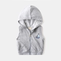 Gilet gris à capuche pour enfants avec broderie voilier et fermeture éclair métal - 90cm / Hauts / Gris