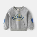 Gray children's crewneck sweatshirt featuring casual style applique and kangaroo pocket - 90cm / Gray