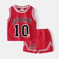Conjunto de baloncesto rojo para niños con malla transpirable y estampado Sport 10 - 100 / Rojo
