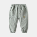 Kids casual elastic waist cargo pants in sage green with ribbed cuffs and side pockets - 90cm / Aqua Green