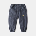 Deep grey children's joggers with elastic waist and large front pockets in cotton twill - 90cm / Gray