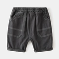 Kids dark grey cargo shorts with white contrast stitching and elastic waist - Dark Gray / 90cm