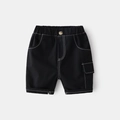 Boys black casual shorts with contrast stitching and elastic waistband in a modern style - Black / 100cm
