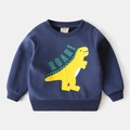 Sweat en polaire bleu marine pour enfants avec imprimé dinosaure jaune et roar - 90cm / Bleu Denim (Dino Jaune)