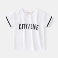T-shirt per bambini in mesh traspirante bianca con stampa CITY LIFE nera - Bianco / 90cm