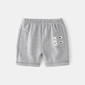 Kids grey knitted cotton shorts with cartoon monster eye pockets and elastic waist - Gray / 100cm