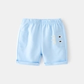 Kids light blue cotton shorts with cartoon monster eyes and elastic waist design - Sky Blue / 90cm