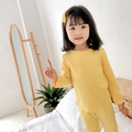 Kids thermal underwear set in bright yellow featuring soft fabric and round neck - 80cm / Yellow