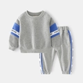 Grijze katoenen joggingpak voor kinderen met blauwe ATMOSPHERE-strepen op mouwen en broekspijp - 100cm / Grijs Set