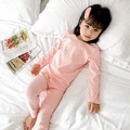Pink thermal innerwear set for kids, soft cotton long sleeve top and pants home wear - 80cm / Pink Jade
