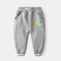 Warme Fleece-Jogginghose für Kinder in Grau mit Smiley- und Frosch-Aufdruck - 100cm / Grau