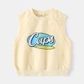 Chaleco de punto sin mangas amarillo claro para niños con estampado de letras de moda - 90cm / Beige