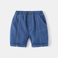 Boys casual blue shorts with elastic waist and contrast stitching for summer wear - 90cm / Royal Blue