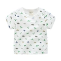 Weißes Kurzarm-T-Shirt für Jungen mit bunten Dinosaurier- und Palmenmustern - Weiß / 90cm