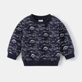 Felpa girocollo blu scuro per bambini con stampa all-over di dinosauri bianchi - 100cm / Blu navy