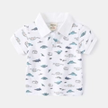 Polo-Shirt für Jungen aus Baumwolle mit bunten Cartoon-Dinosaurier-Drucken in Weiß - Weiß / 90cm