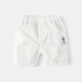 Boys summer cotton casual cargo shorts with astronaut print and elastic waist - 90cm / White