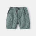 Kids sage green shorts with space patterns including rockets and aliens for boys - Bean Green / 90cm