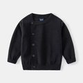 Gilet en tricot noir pour bébé avec fermeture boutonnée asymétrique et bords-côtes - 90cm / Noir