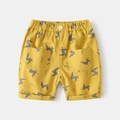Yellow kids cotton shorts with lightning print, elastic waist and side pockets - Mustard Yellow / 90cm