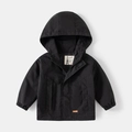 Classic black hooded windbreaker for kids with zipper closure and elastic cuffs - Black / 90cm
