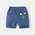 Short décontracté bleu pour enfant en coton avec taille élastique et broderie dessin animé - 90cm / Aigue-marine