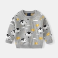 Maglione grigio per bambini con motivo a pecorelle, stelle gialle e nuvole bianche - 90cm / Grigio