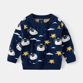 Maglione lavorato a maglia blu navy per bambini con motivi di pecore e stelle, girocollo - 90cm / Blu navy