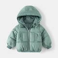 Winter padded hooded cotton jacket for boys with ribbed cuffs and sage green finish - Green / 90cm