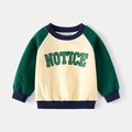 Kindersweatshirt met letterprint, contrastmouwen en zachte katoenen stof - 90cm / Gebroken Wit/Groen Raglanmouw