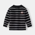 Maglione in maglia spessa per bambini a righe bianche e nere con toppa scimmia - 90cm / Righe Nere