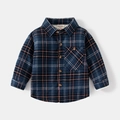 Chemise en flanelle doublée polaire pour enfant avec carreaux bleu et rose - Carreaux Marine