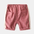 Boys red plaid summer shorts with elastic waist and side stripe detail - 90cm / Red Grid