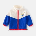 Kinderjack met kleurblokken en schattige cartoon eend met elastische manchetten - 90cm / Wit/Blauw