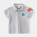 Grijs katoenen poloshirt voor jongens met dinosaurus borduursel en ROAR! borstembleem - 90cm / Grijs
