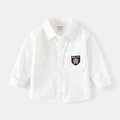 Camicia bianca a maniche lunghe da bambino con tasca ricamata con orsetto dei cartoni - 90cm / Bianco
