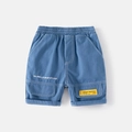 Pantalones cortos tipo cargo azules para niños con costuras y cintura elástica - 90 / Azul marino