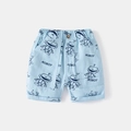 Kids light blue cotton shorts featuring robot prints and an elastic waistband - 90cm / Sky Blue