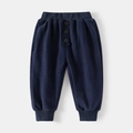 Dunkelblaue Strickhose für Jungen mit elastischem Bund und dekorativer Knopfleiste - Marineblau / 90cm