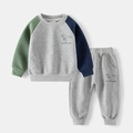 2-delige sportset voor kinderen met grijs sweatshirt met dinoprint en een sportieve joggingbroek - 90cm / Grijs