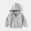 Felpa con cappuccio grigia per bambini con stampa di dinosauro e zip in morbida maglia - Grigio / 90cm