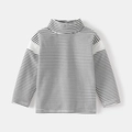 T-shirt classique à rayures noires et blanches à manches longues pour enfants en tissu thermique - Rayures Fines Blanches / 90cm