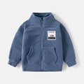 Veste polaire enfant bleu brume avec motif graphique de pelleteuse rose à l'avant - 90cm / Hauts / Bleu Denim