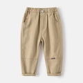 Klassische Khaki Cargohose für Jungen mit elastischem Bund und gewebtem Mode-Etikett - Dunkelbeige / 90cm