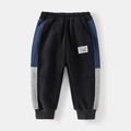 Dikke sportbroek voor jongens met fleecevoering en contrasterende kleurvlakken - 90cm / Zwart