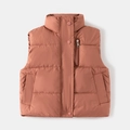 Children's thick winter vest in brick red with stand collar and quilted warm padding - 100cm / Brick Red