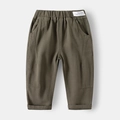 Spring collection kids boys olive green casual long pants with elastic waist and letter tag - Army Green / 90cm