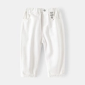 Pantalones blancos casual de algodón para niños con cintura elástica y etiqueta moda - Blanco / 100cm