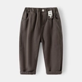Pantalón casual marrón grisáceo oscuro para niño con cintura elástica y etiqueta moda - gris oscuro / 90cm